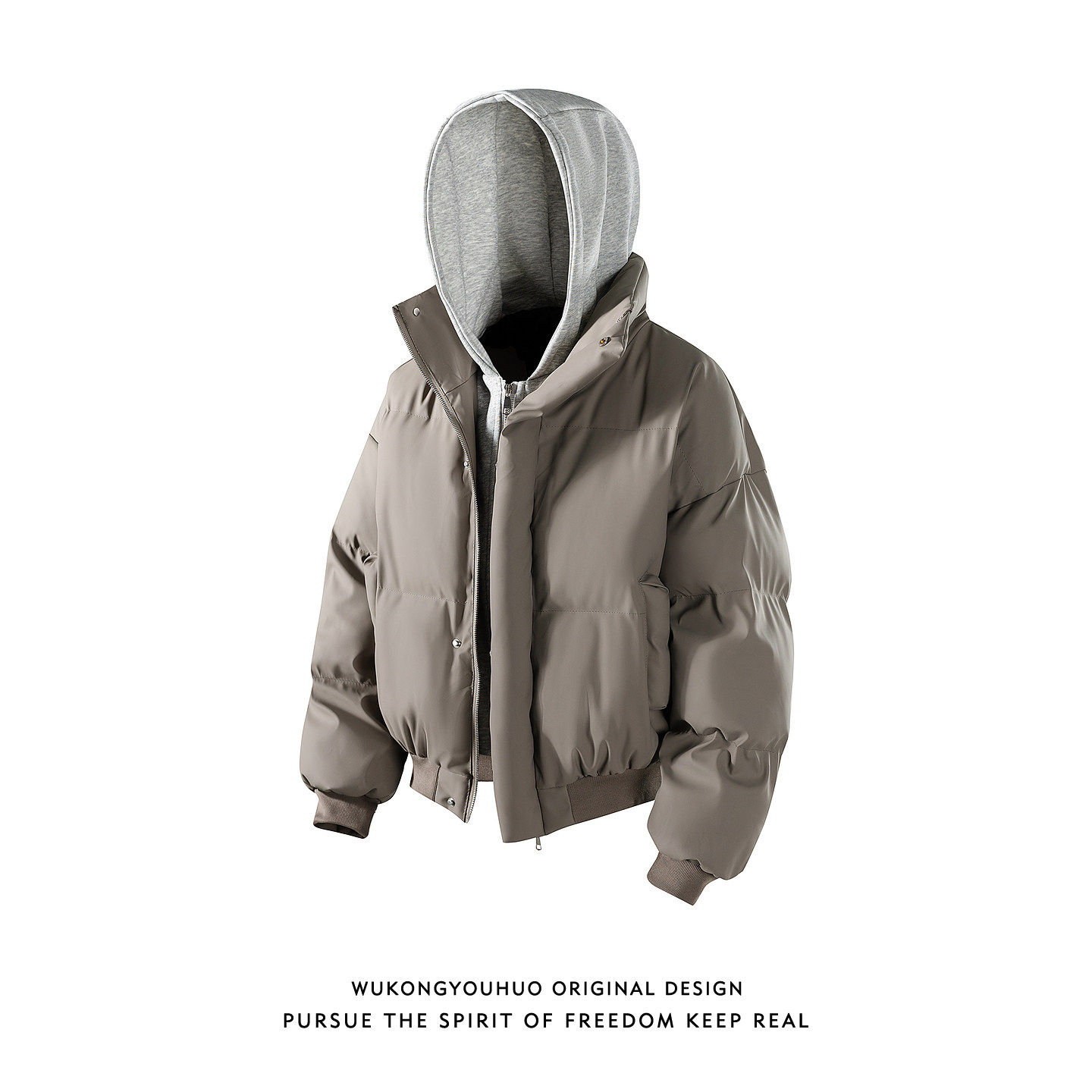 悟空有货潮牌美式假两件拼接连帽棉服男复古冬季情侣保暖休闲棉衣,男装,棉衣,淘宝优惠券,粉丝福利购,淘宝优惠卷