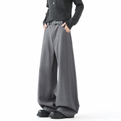 男潮牌宽松阔腿百搭高级感长裤 悟空有货美式 复古解构垂感弯刀西裤