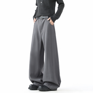 男潮牌宽松阔腿百搭高级感长裤 悟空有货美式 复古解构垂感弯刀西裤