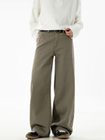 Wukong has Maillard retro simple solid color straight-leg pants for men, cleanfit washed and aged pure cotton casual pants thumbnail 5
