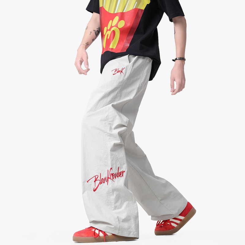 悟空有货潮牌美式字母刺绣运动冲锋裤男夏季薄款宽松直筒速干长裤