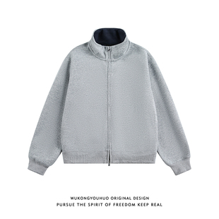 悟空有货潮牌美式cleanift短款立领卫衣男女宽松情侣百搭开衫外套