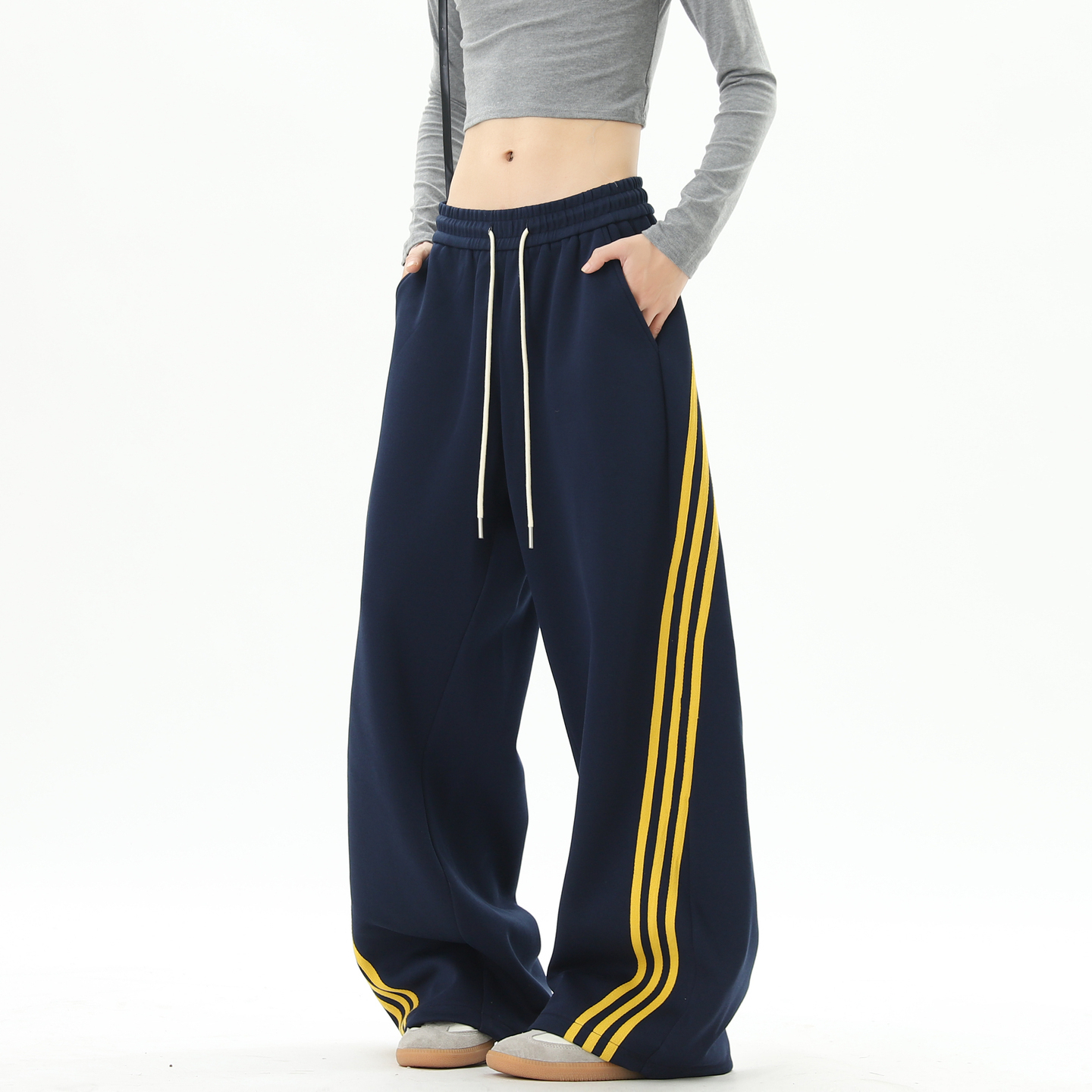 美式复古侧条纹垂感休闲裤男潮牌