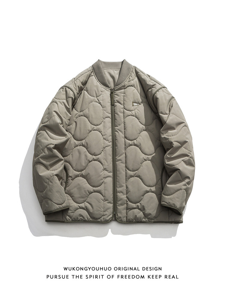 WUKONG HAS WINTER RETRO RHOMBIC THICKENED BASEBALL JERSEY COTTON JACKET MENS FASHION BRAND LOOSE COUPLE VERSATILE COTTON JACKET