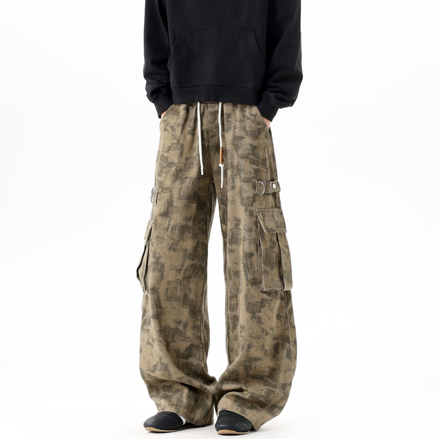 悟空有货潮牌美式迷彩大口袋弯刀工装裤男复古宽松潮流阔腿休闲裤,男装,休闲裤,淘宝优惠券,粉丝福利购,淘宝优惠卷