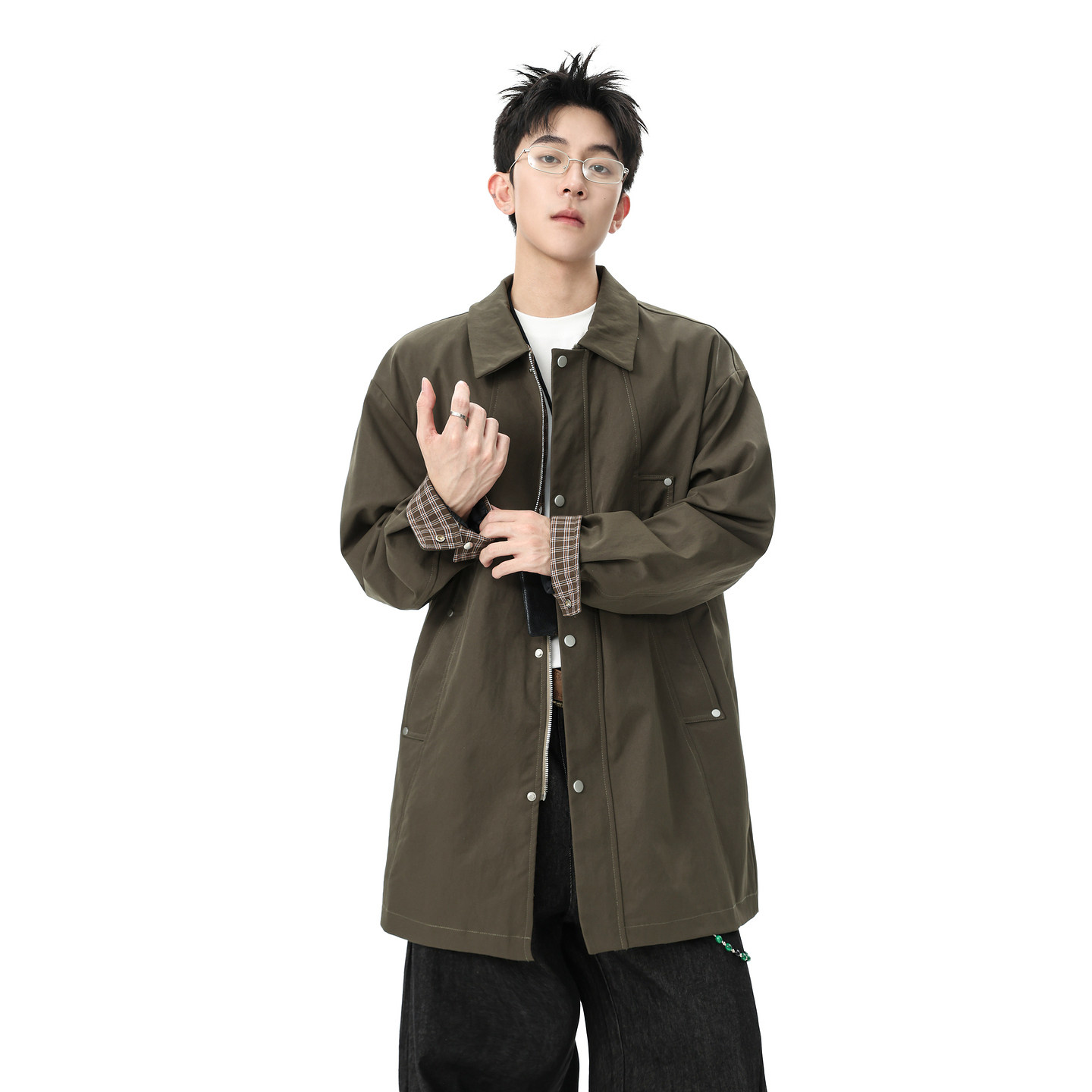 悟空有货潮牌春秋复古中长款翻领风衣外套男宽松百搭情侣休闲夹克,男装,夹克,淘宝优惠券,粉丝福利购,淘宝优惠卷