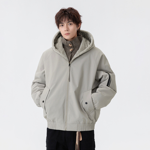 悟空有货潮牌冬季仿兔毛加厚连帽棉衣男冬季复古情侣保暖棉服外套