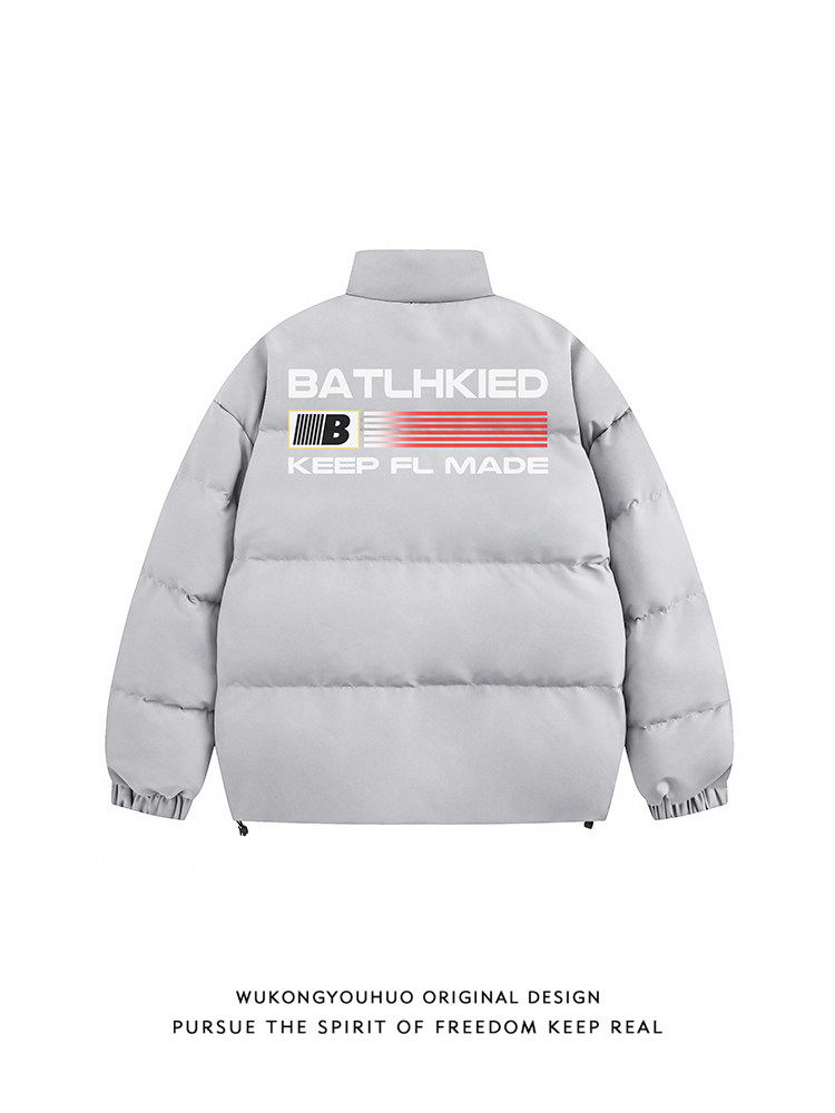 WUKONG HAS GOODS NATIONAL TIDE BRAND AMERICAN RETRO LETTERS BREAD COTTON CLOTHES MENS WINTER THICKENED COUPLES HIGH STREET COTTON JACKETS