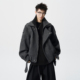 悟空有货美式 复古小众解构毛呢立领外套男潮牌高级感宽松百搭夹克