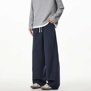 悟空有货潮牌复古纯色重磅抽绳松紧运动卫裤 男宽松百搭阔腿休闲裤