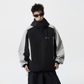 外套 潮牌拼接撞色工装 悟空有货美式 运动户外连帽冲锋衣夹克男秋季