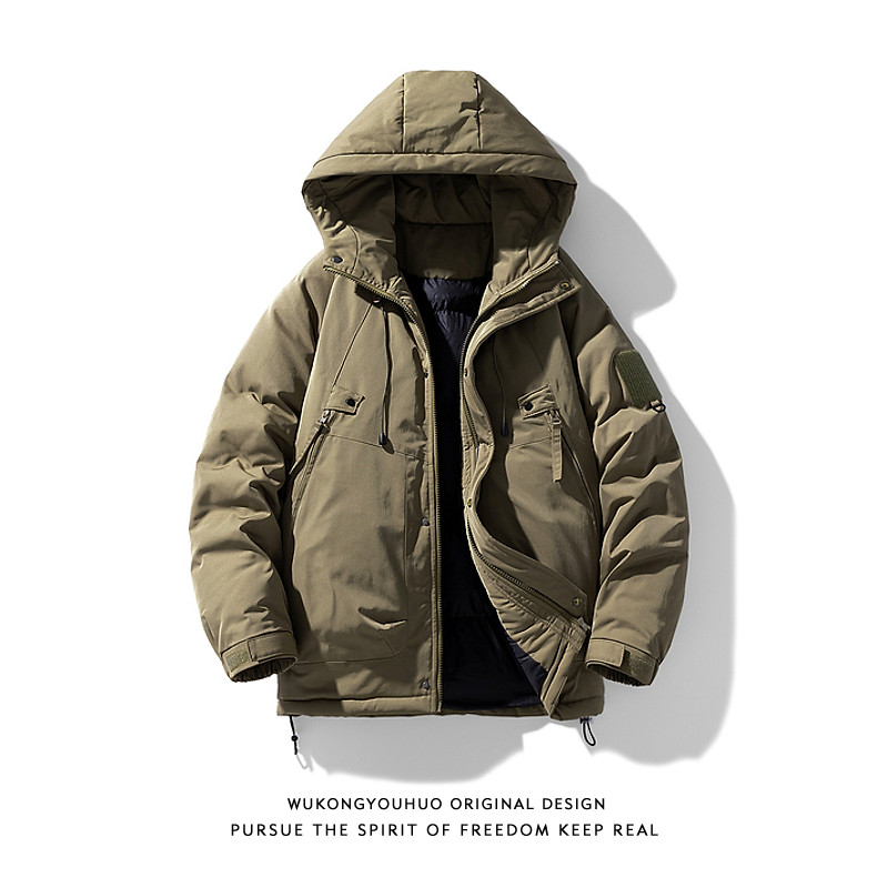 悟空有货潮牌冬季户外工装连帽棉衣男复古宽松保暖冲锋衣棉服外套