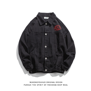 悟空有货日系复古刺绣工装外套男潮牌街头宽松情侣休闲百搭夹克