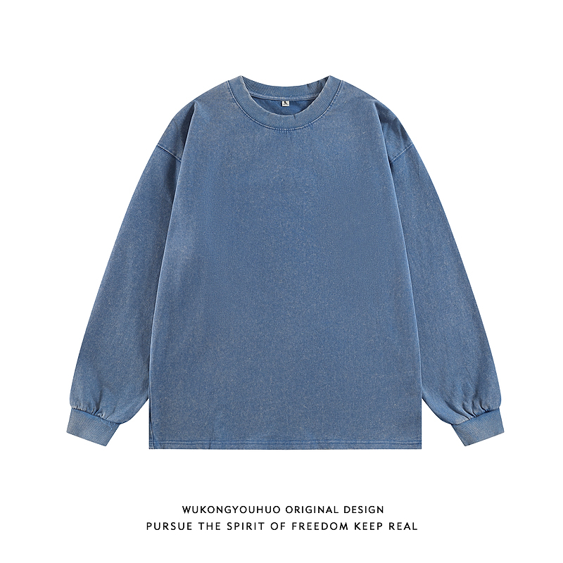 秋季300G重磅纯棉水洗长袖T恤男