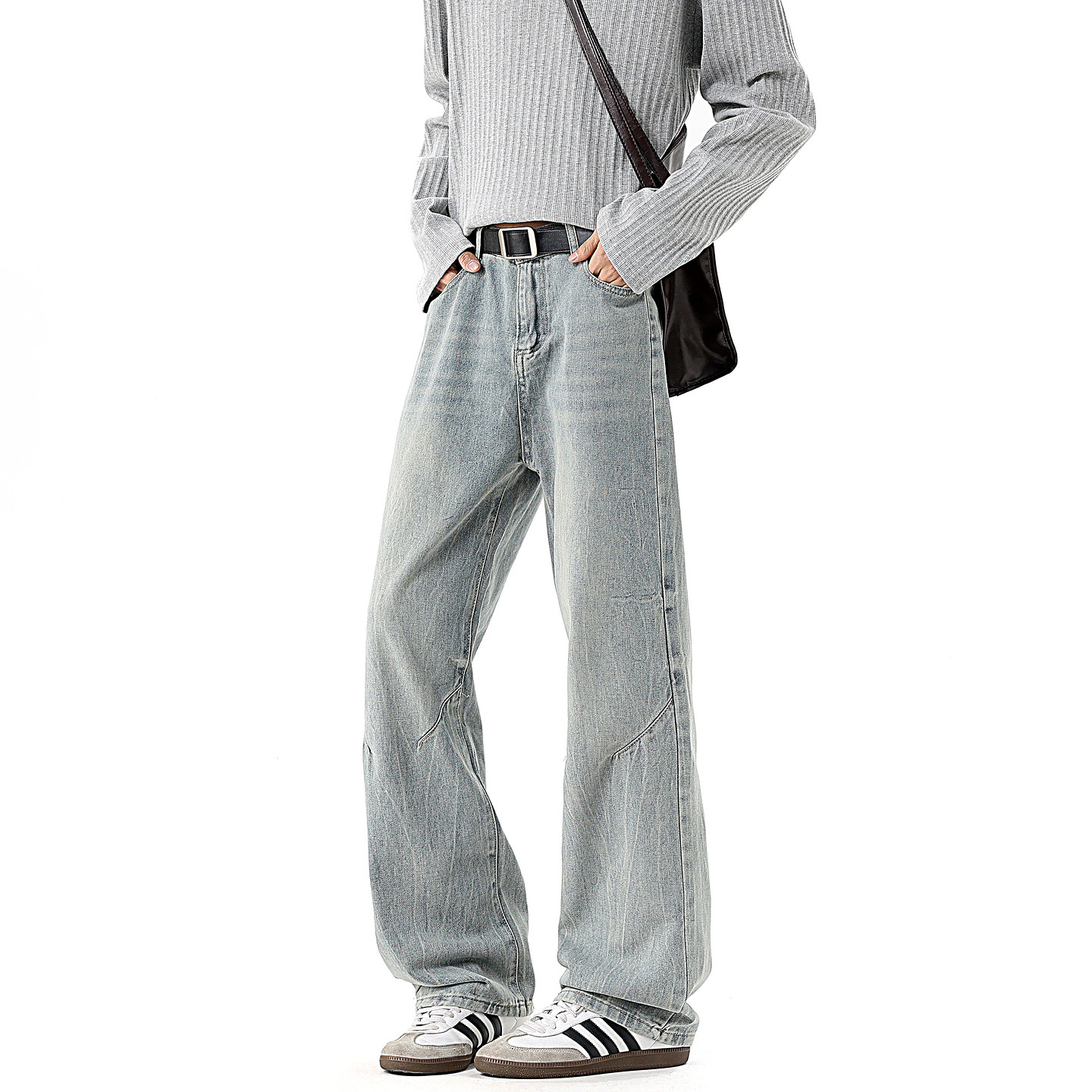 悟空有货潮牌美式解构拼接水洗直筒牛仔裤男宽松潮流百搭阔腿长裤,男装,牛仔裤,淘宝优惠券,粉丝福利购,淘宝优惠卷