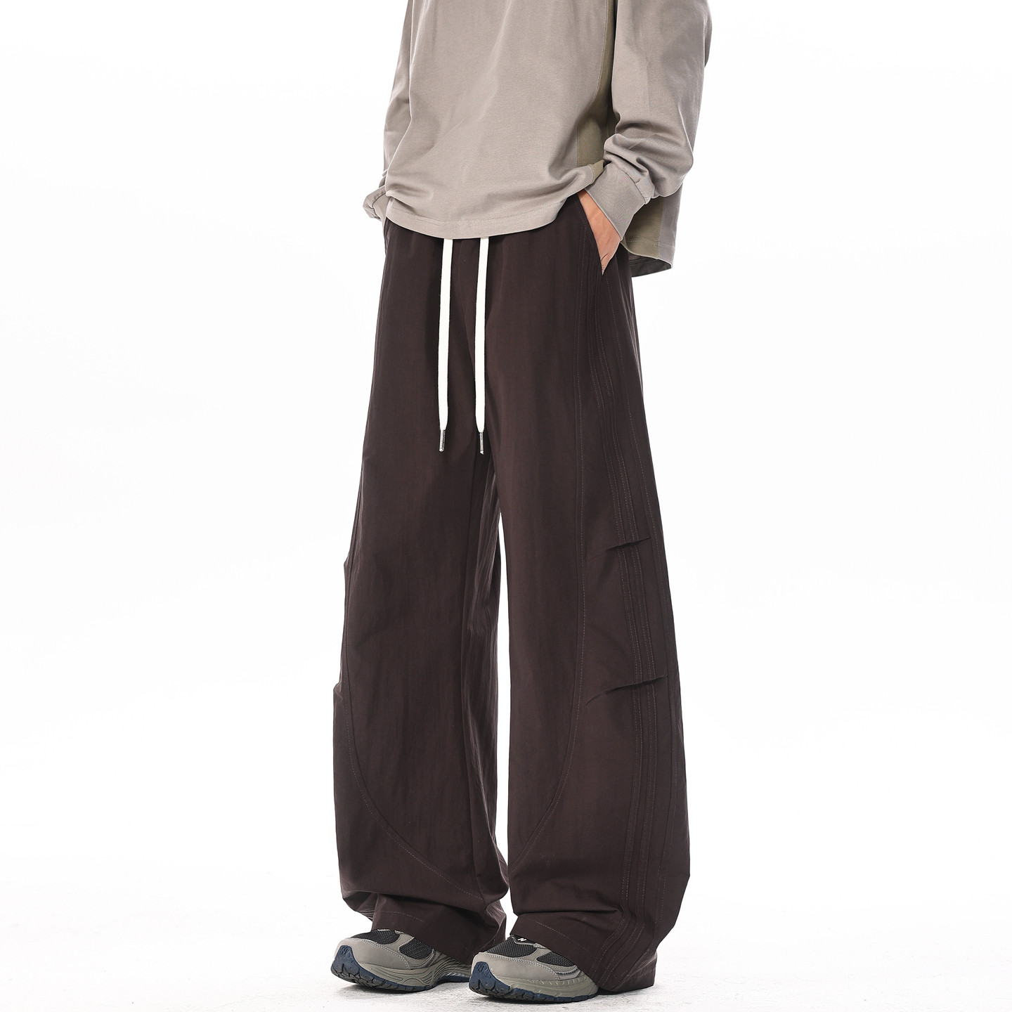 悟空有货复古潮牌抽绳松紧运动休闲裤男宽松潮流百搭阔腿弯刀长裤,男装,休闲裤,淘宝优惠券,粉丝福利购,淘宝优惠卷