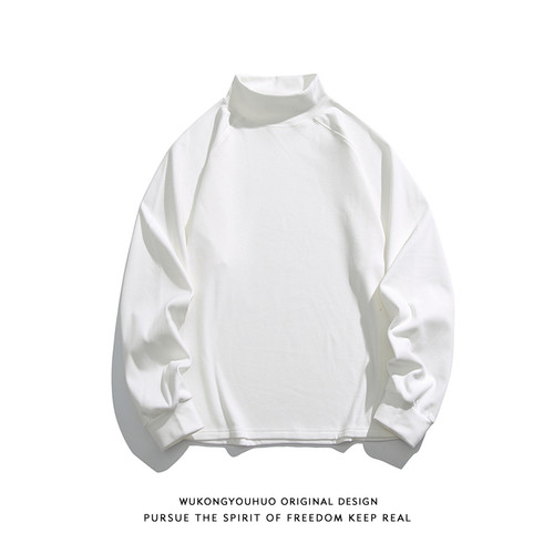 潮牌基础纯色半高领打底衫卫衣