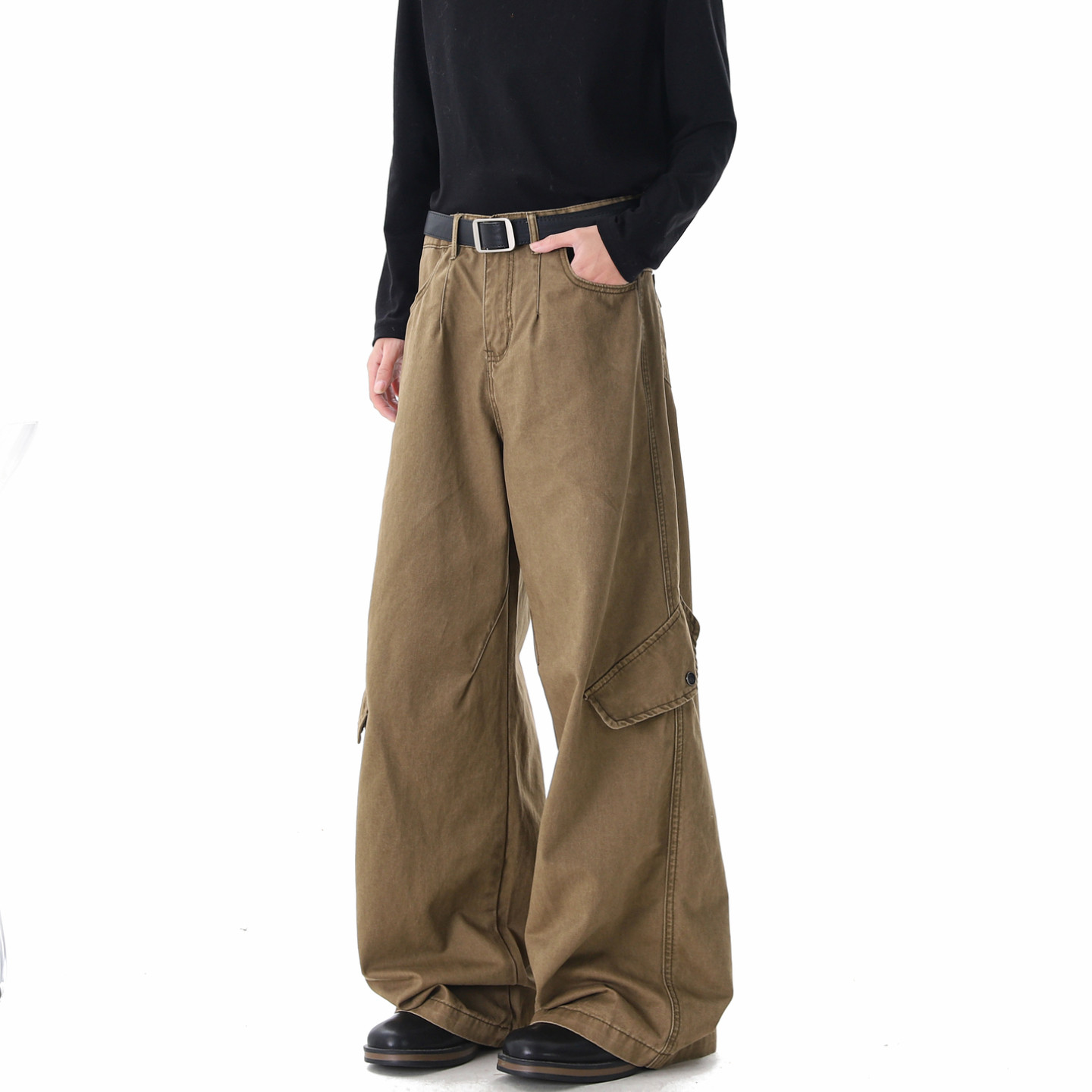 悟空有货潮牌美式解构拼接水洗工装裤男复古宽松潮流百搭阔腿长裤,男装,休闲裤,淘宝优惠券,粉丝福利购,淘宝优惠卷