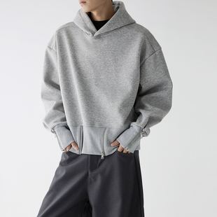悟空有货美式 廓形连帽卫衣男女宽松cleanfit外套 复古重磅boxy短款