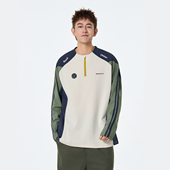 悟空有货户外运动风撞色拼接半拉链长袖 T恤男女宽松百搭休闲上衣