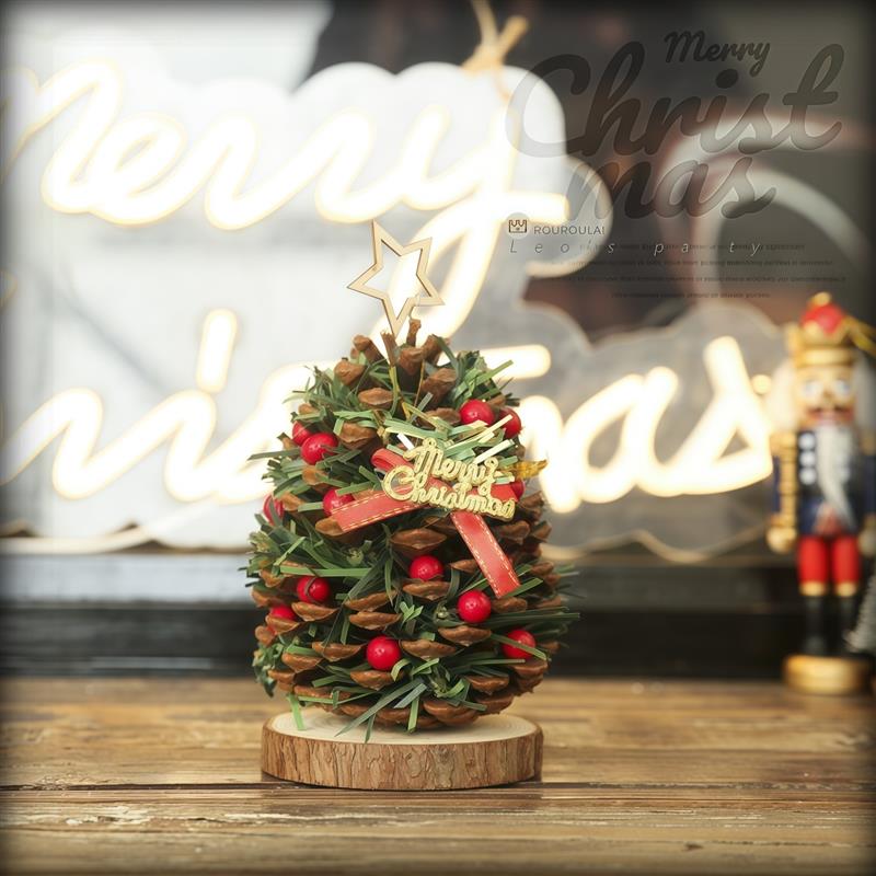DIY松果圣诞树手工制作材料桌面摆件小树耶诞节儿童活动小礼物