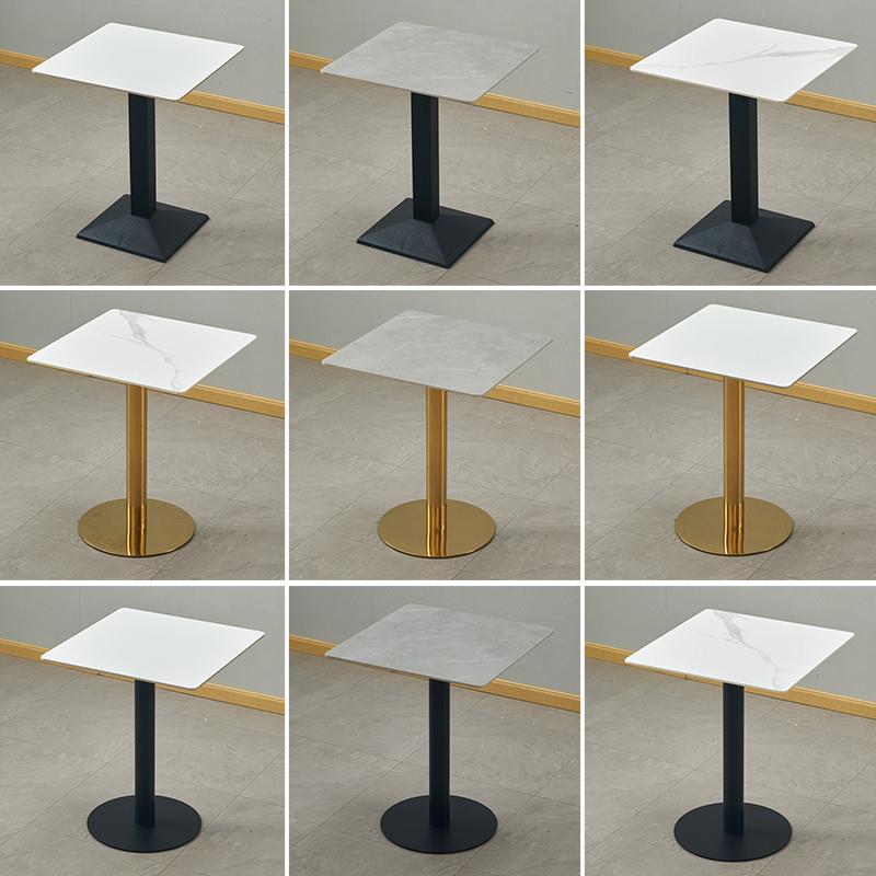 商用岩板餐桌奶茶店小圆方桌轻奢餐厅桌椅快餐小吃烧烤长方形桌子