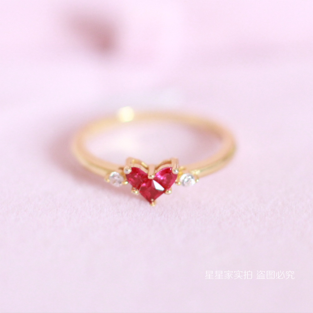 starjewelry纯银女女红刚玉戒指