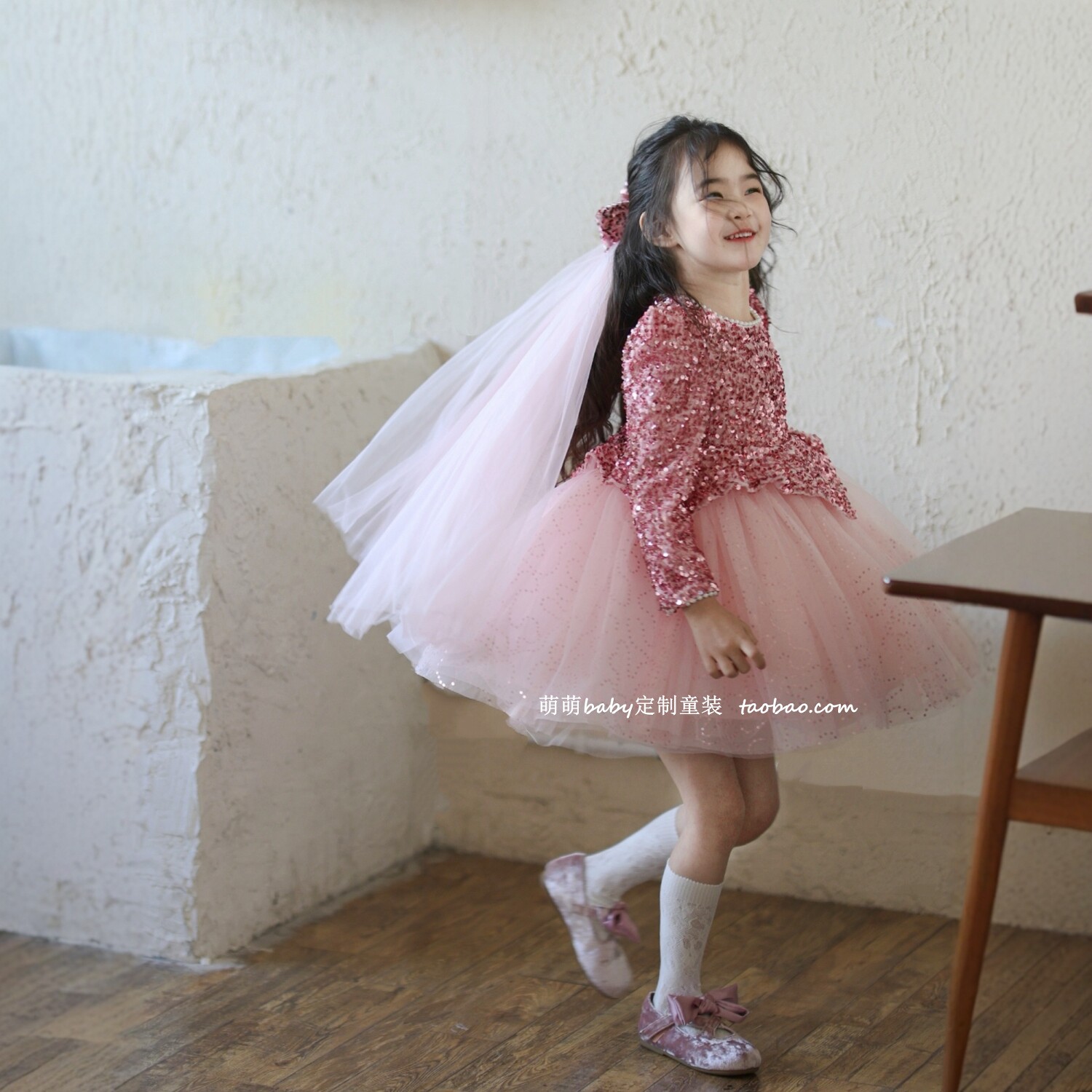 女童粉色闪闪丝绒亮片网纱连衣裙2025秋冬新款儿童加绒生日公主裙,童装/婴儿装/亲子装,连衣裙,淘宝优惠券,粉丝福利购,淘宝优惠卷