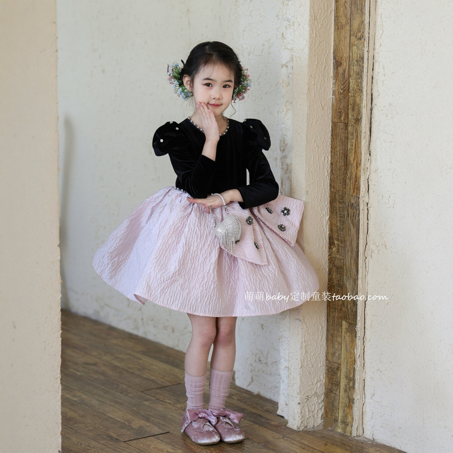 女童冬季加绒甜美公主蓬蓬连衣裙