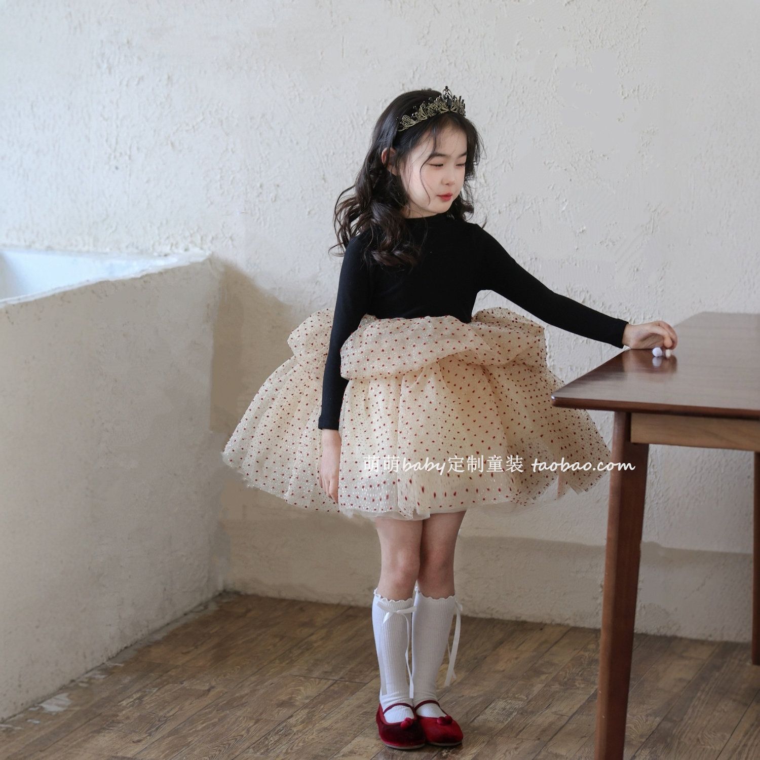 女童红色波点网上加绒蓬蓬连衣裙2025冬季新款女孩生日礼服公主裙,童装/婴儿装/亲子装,连衣裙,淘宝优惠券,粉丝福利购,淘宝优惠卷