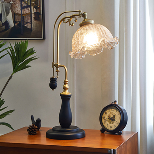 法式复古台灯轻奢高级感卧室床头灯美式中古新中式实木客厅书房灯