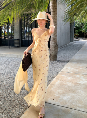 YOOMINI-花温柔度假风长裙2026初春连衣裙