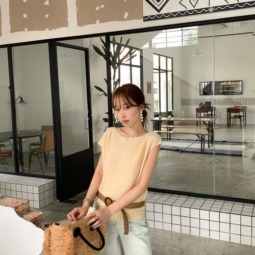 THE COS ME-质淑女松弛感通勤短袖26夏针织衫(配皮带)