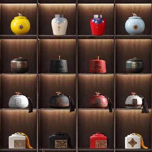 新中式软装摆件酒店茶室茶道摆件茶叶罐家装饰品中国风工艺品摆设