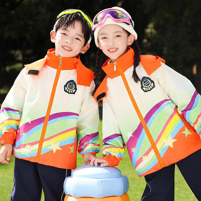小学生冲锋衣校服套装秋冬装幼儿园园服儿童春秋款加绒班服三件套