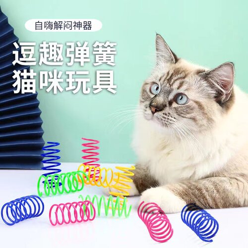 逗猫弹簧彩色塑料弹簧玩具自嗨解闷神器猫咪自己玩的逗猫棒弹簧