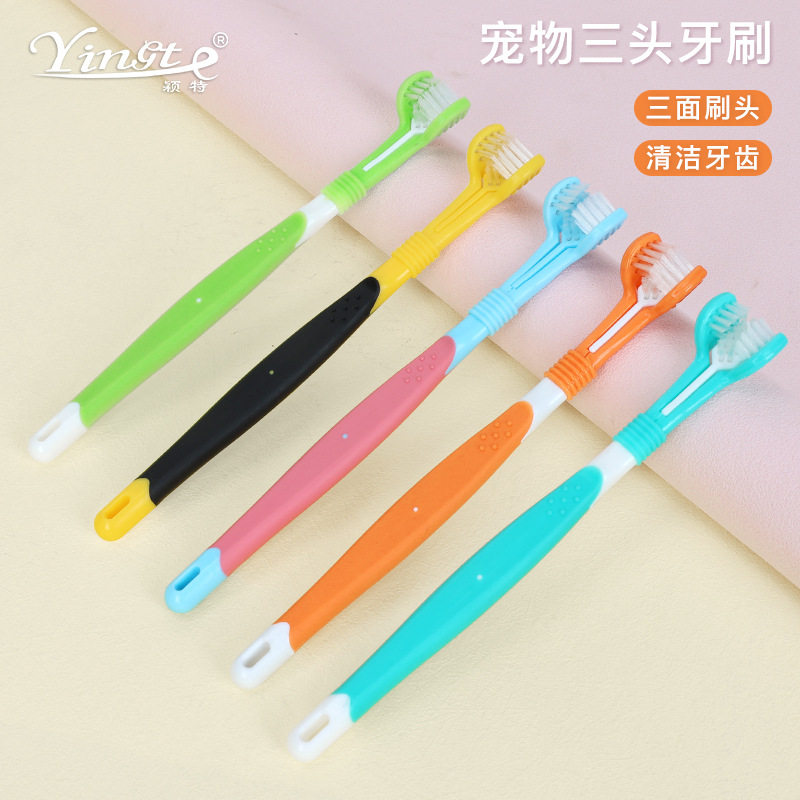 宠物用品宠物牙刷猫咪狗狗三头牙刷狗猫口腔清洁大中型犬牙刷刷牙
