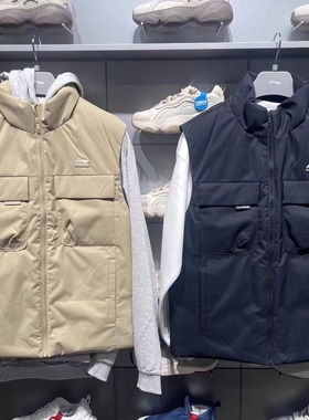 李宁羽绒马甲2024冬季新款男子时尚保暖防泼水80%鸭绒外套AMRU033