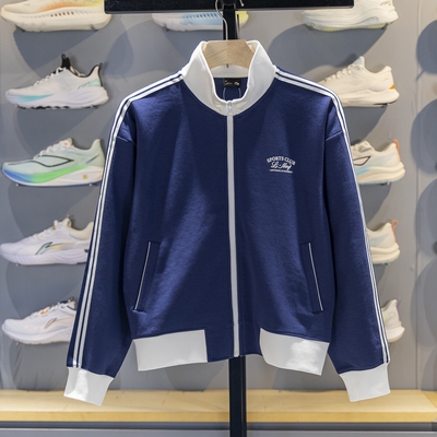 李宁女子立领宽松开衫无帽卫衣