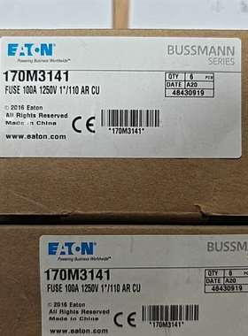 咨询全新Bussmann巴斯曼熔断器170M3141，100A议价