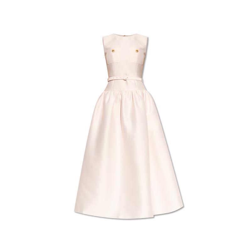 Self-Portrait无袖连衣裙优雅剪裁修身显瘦浪漫风长裙