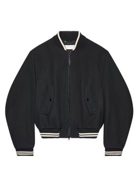 代购Dries Van Noten男士黑色长袖休闲夹克拉链细节松紧腰带设计