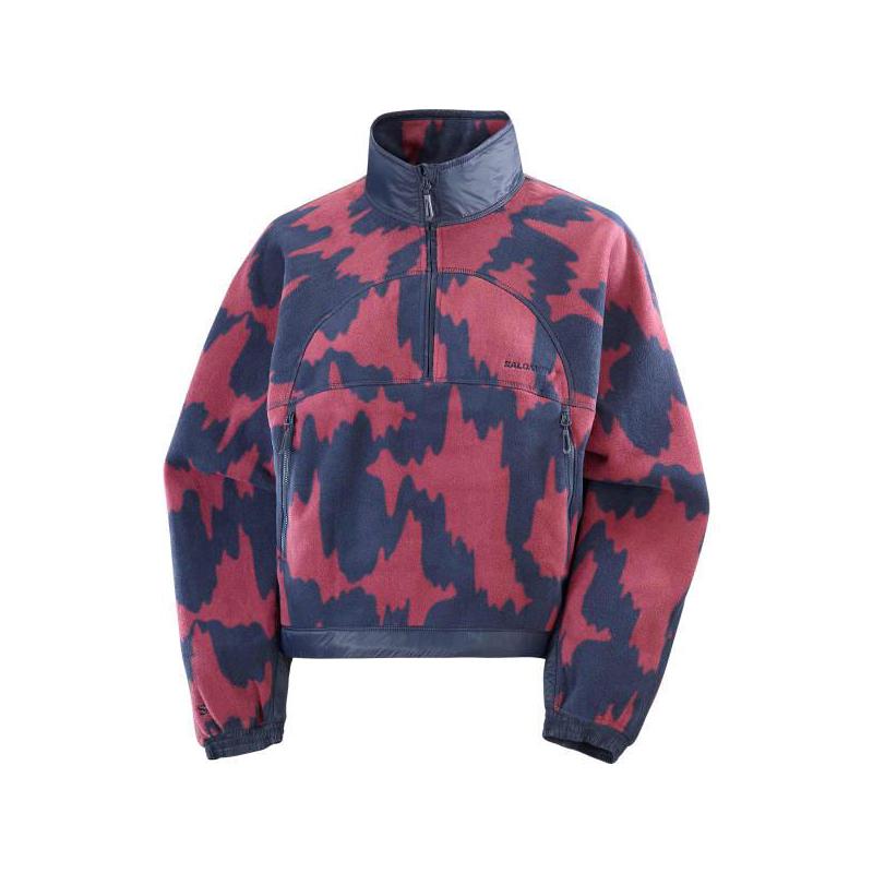 代购SALOMON萨洛蒙女士抓绒衣保暖防风透气户外上衣立领半拉链