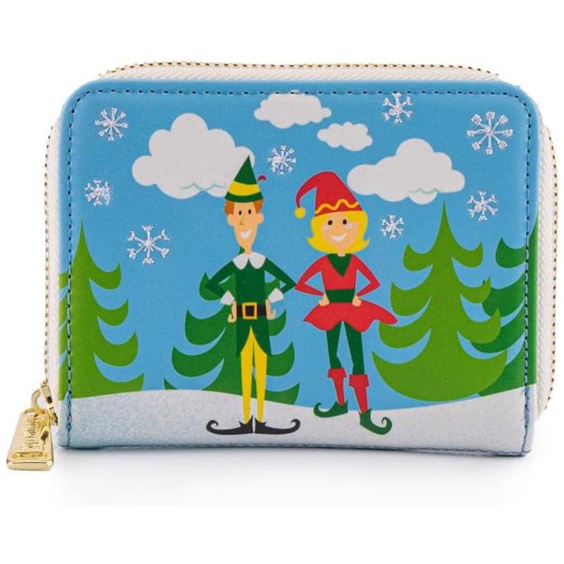 代购Loungefly女士圣诞钱包多卡位收纳拉链闭合便携储物日常使用