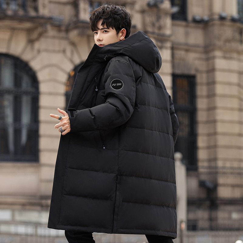 以纯羽绒服男款中长款青少年外套