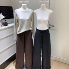 cookadaily人鱼 秋冬仿毛呢加厚显瘦宽松休闲百搭直筒阔腿长裤