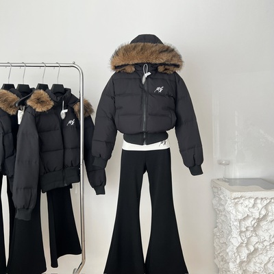 10.7新品WESTAYONE收腰毛领棉服女款2025新款冬季棉衣+拼腰微喇裤