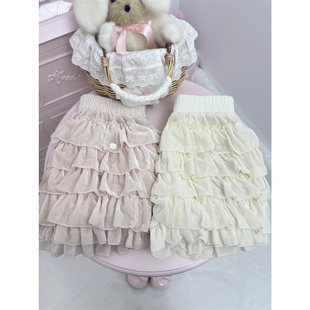 CreamySweet 丝绒碎纱 秋冬版日系甜美蛋糕裙短裙百搭粉色半身裙