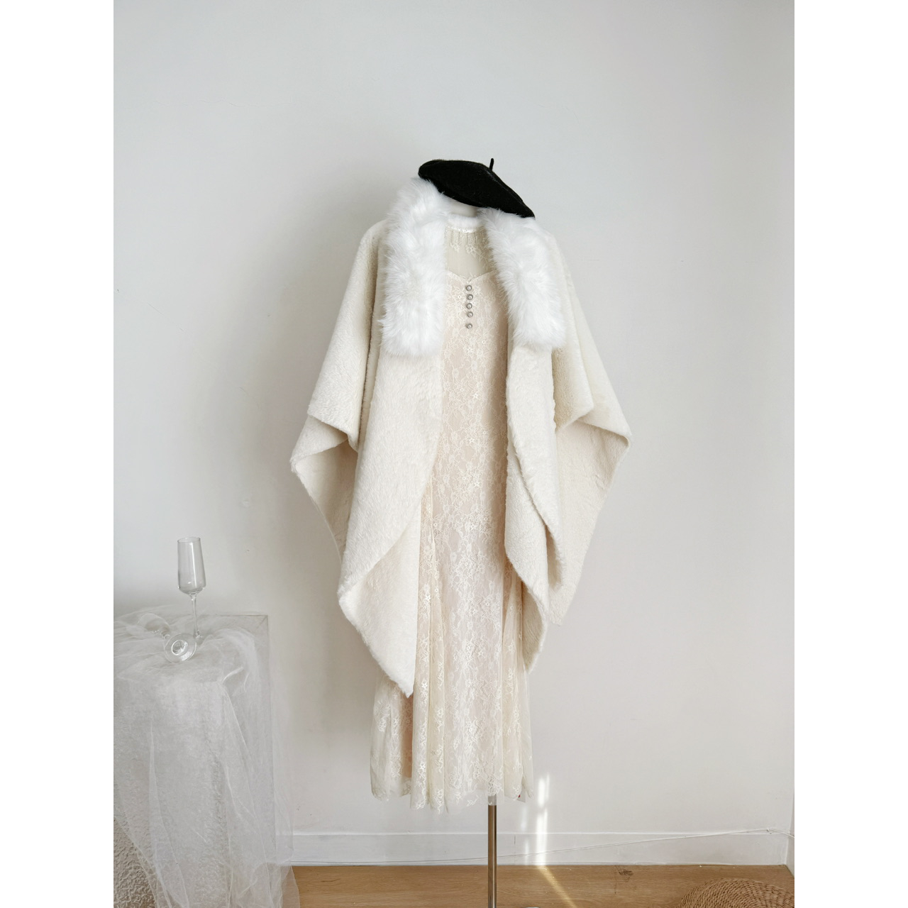 SISI JIANG“雪绒姬大斗篷”高贵优雅呢子超大披肩斗篷