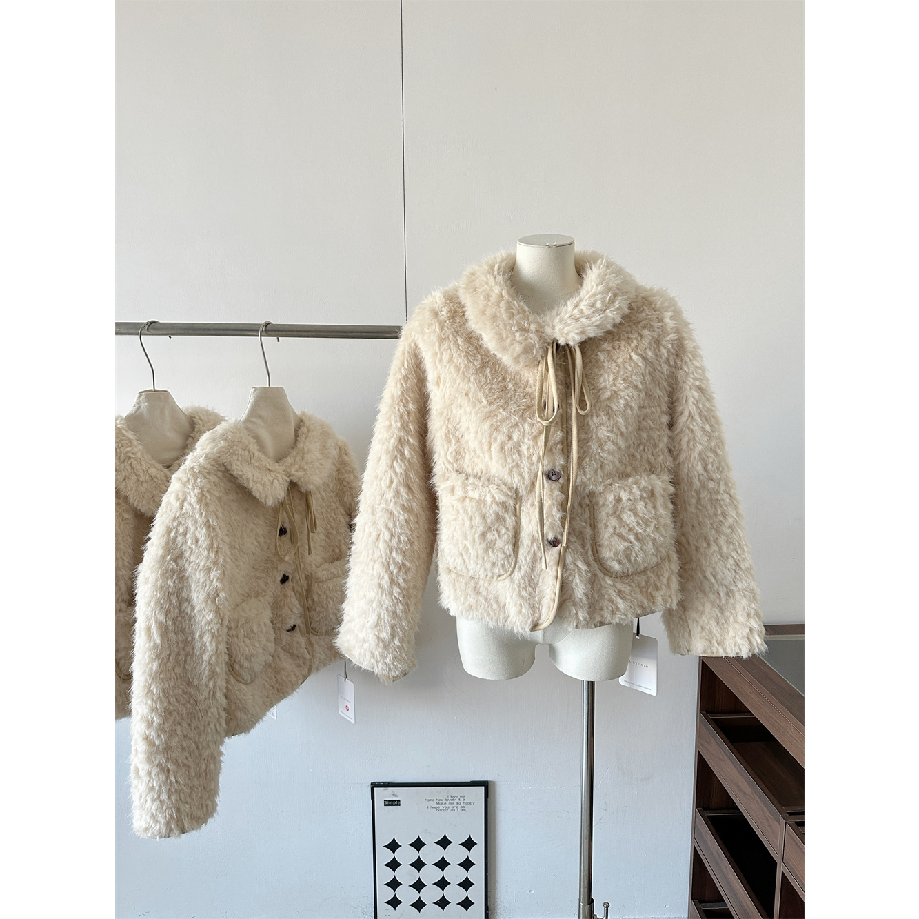 PtonUmi 雪顶摩卡 皮毛一体绑带短外套女秋冬巨好看羊羔绒棉衣服